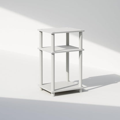 Furinno JUST Side Table, 3-Tier End Table, Open Shelves Night Stand, Bedside Table, Toolless Assembly, for Living Room, Bedroom, Bathroom, White