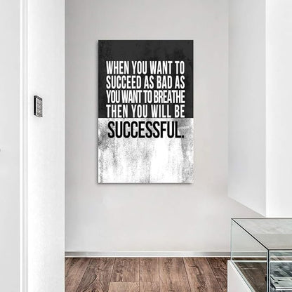 Wooden Framed Motivational Wall Art Inspirational Office Canvas Painting Positive Verbs Posters SUCCESS Picture Print HD Print Artwork Study Room Salon Bedroom Decor Framed Ready to Hang-24”Wx36”H