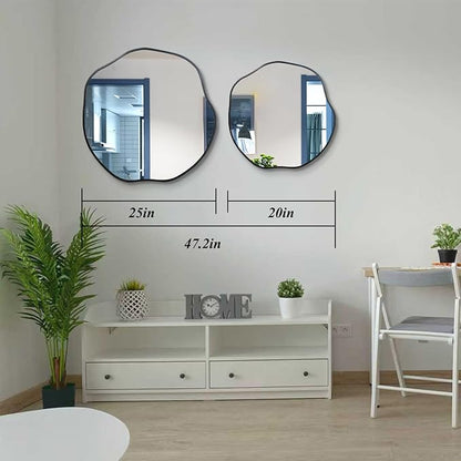 POZINO Irregular Mirror, 30" Large Asymmetrical Wall Mirrors, Scalloped Rounded Mirror, Modern Frameless Abstract Mirrors for Living Room Bedroom Bathroom Entryway Hallway Fireplace