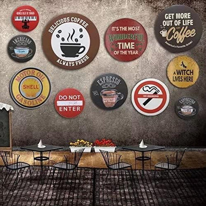 Krouterebs Yin and Yang Vintage Round Metal Tin Sign Nostalgic Metal Sign Home Decor for Culb Bar Garden Kitchen Restaurant Garage 12x12 Inch