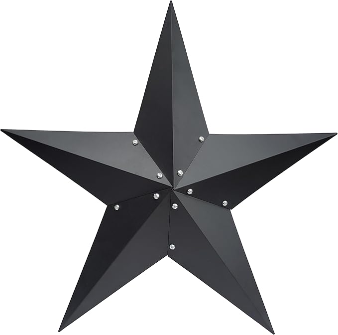24" Barn Star-Black Barn Stars Outdoor Decoration-Metal Star for Outside Texas Stars Art Rustic Vintage Western Country Home Farmhouse Primitive House Decor- Primitive Wall Décor