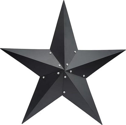 24" Barn Star-Black Barn Stars Outdoor Decoration-Metal Star for Outside Texas Stars Art Rustic Vintage Western Country Home Farmhouse Primitive House Decor- Primitive Wall Décor