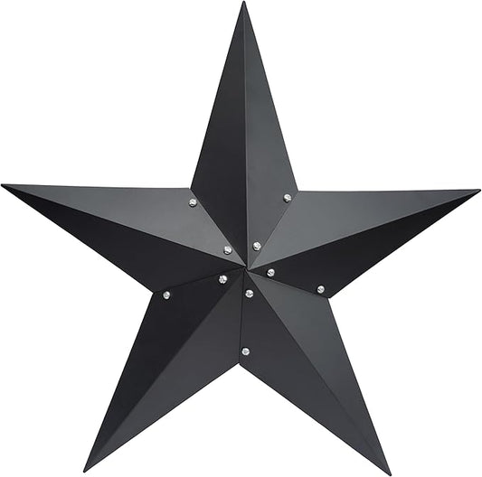 JoyEvy 36" Large Barn Star-Black Barn Star Outdoor Decoration-Metal Stars for Outside Texas Stars Art Rustic Vintage Western Country Home Farmhouse Primitive House Decor- Primitive Wall Décor