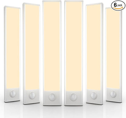 6 Pack Under Cabinet Lighting Wireless, 50 LED Rechargeable Battery Motion Sensor Light Indoor, Stick On Magnetic Closet Lights, Under Counter Lights for Kitchen, Stairs, Warm 12 in