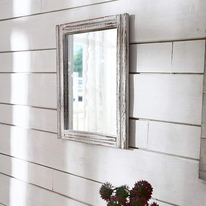 AAZZKANG Wall Mirror with Wood Framed Rustic Mirrors for Wall Rectangle Decorative for Bedroom Bathroom Living Room Entryway Farmhouse Hanging Small