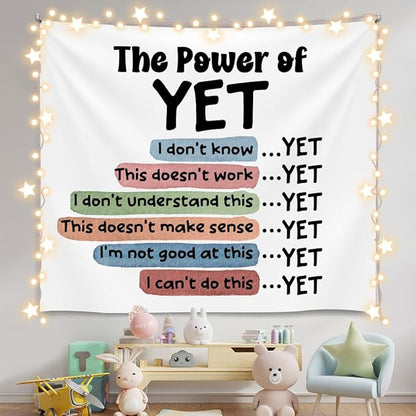 Soft Flannel Wall Tapestry – The Power of Yet Inspirational Tapestry,Cute Wall Hanging Decor for Bedroom Living Room Kids Room Decor,Birthday Party Wall Art Decoration 59x51 inch(Colorful-The power)