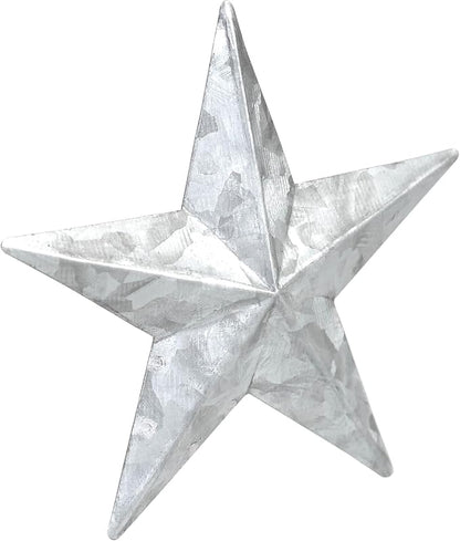 VHC Brands Patriotic Faceted Metal Star Galvanized Wall Hanging 4x4, Independence Day Decor, American Star Design, Distressed Appearance Metal Wall Hanging