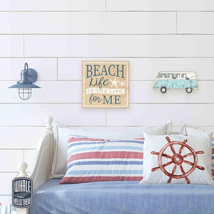 Open Road Brands Seagulls On A Bus Retro Wood Wall Decor - Beachy Wall Art for Bathroom, Living Room, or Sunroom