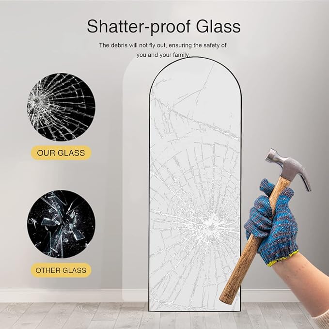 ITSRG Full Length Mirror with Stand, 30"x71" Floor Mirror, Arched Wall Mirror, Gold Arch Mirror