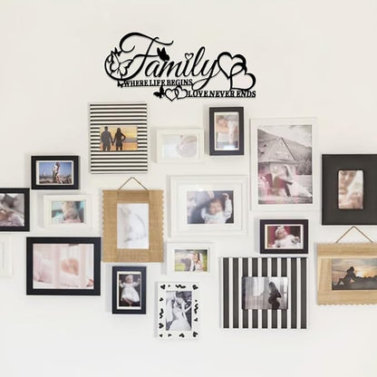BFORXRO Family Signs for Home Decor Wall Black Metal Wall Art Family Wall Decor for Living Room Bedroom Kitchen