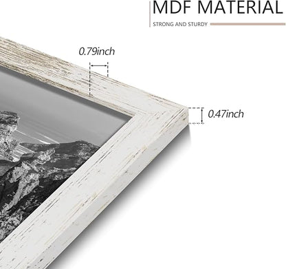 YESKAY 8x8 Picture Frame Set of 9, Photo Gallery Wall Frame Set, Display Pictures 4x4 with Mat or 8 x 8 Without Mat, Square Frame Picture Frames Collage Wall decor, Distressed White