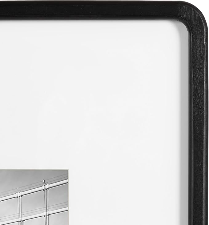 Kate and Laurel Inglewood Modern Wall Picture Frame Set of 3; 16x20 matted to 8x10; Black; Three-Piece Frame Set for Gallery Wall Accent Set in Living Room Decor