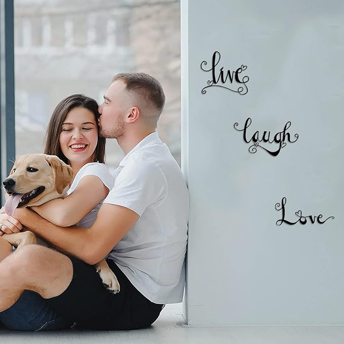 ESTART 3 Pieces Black Metal Letter Sign Decor 'Live Laugh Love' WordArt Wall Art Decor for Home Indoor Outdoor Bedroom Living room Bathroom and Office