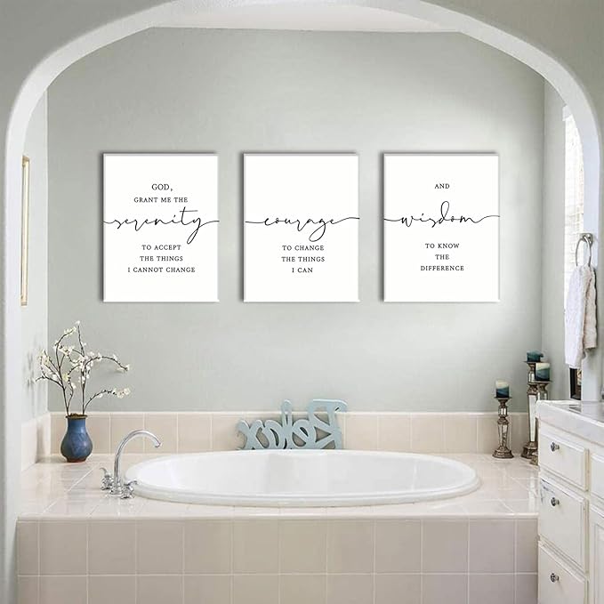AOYUSMO 3 Piece Christian Scripture Canvas Wall Art Serenity Prayer Jesus Wall Art Bible Decor Verse God Grant Me the Serenity Religious Art Prints for Living Room Bedroom Church 12"x16"