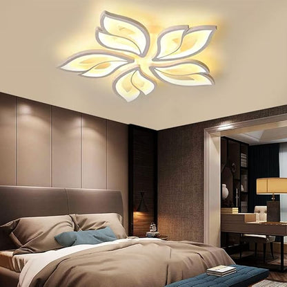 Modern Ceiling Light Fixture Led Chandelier Flush Mount Dimmable with Remote 25.59in Ceiling Lamp 5-Leaf Ceiling Lights Fixture for Living Room Bedroom Kitchen Dining Room Office