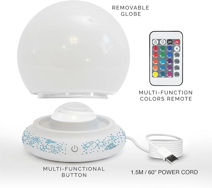 Orblux Calming Autism Sensory Light, Aurora Light Projector | 2-in-1 Globe Cover for Contained Sensory Effect or Open for Northern Lights Effect | Kids Night Projector | Calming, 15 Colors & Remote