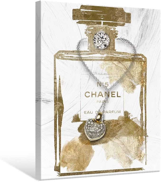 Vintage Perfume Bottle Canvas Wall Art Modern Luxury Posters Print Fashion Glam Poster Picture for Bedroom Make up Room Home Decor 16"x24"