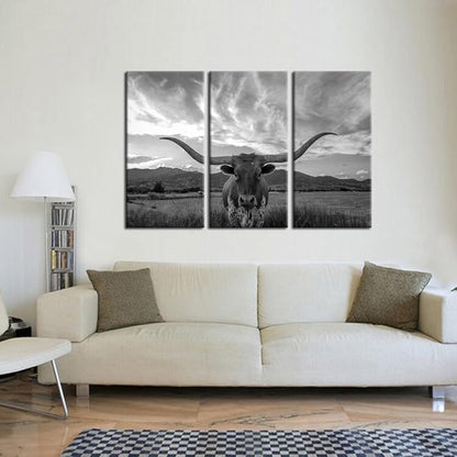 KREATIVE ARTS - Large Modern Canvas Wall Art for Home and Office Decoration Texas Animal Pictures Print Art on Canvas Longhorn Canvas Prints Giclee Artwork for Wall Decor 16x32inchx3pcs