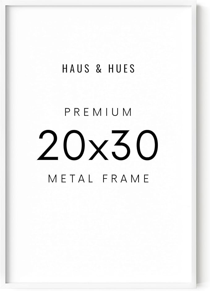 HAUS AND HUES 20x30 White Aluminum Poster Frame - Vertical & Horizontal Hanging, Shatterproof Plexiglass - Ideal for Home, Room, Office (20x30 in, White)