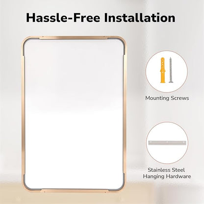 USHOWER Gold Bathroom Mirrors 24"x36" 2 Pack, Brushed Gold Rectangle Mirrors for Over Sink, Aluminum Frame, Anti-Rust, Tempered Glass, Horizontal or Vertical Mounted, Champagne Gold (Neutral Gold)