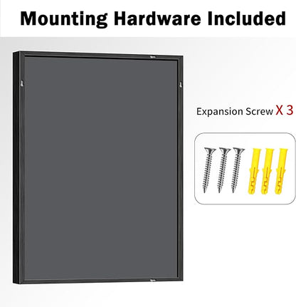 CIRCUMI 30"x42" Brushed Black Mirror with Chunky Box Metal Frame, Bathroom Mirror for Vanity Remodel & New Home, Living Room, Entryway, Rectangular Wall Mirror, Tempered Glass, Vertical or Horizontal