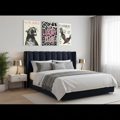 Yxjyzzkx Leopard Wall Art Set of 3, Black and White Cheetah Canvas Prints with Pink Quotes, Fashion Animal Wall Decor, Eclectic Modern Aesthetic Posters for Living Room Bedroom, 12x16 Inch