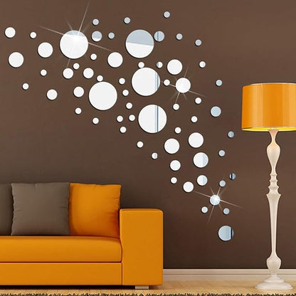 2Pcs 9.44" Round Wall Mirror Tile, Self Adhesive Non Glass Sticker, Acrylic Sheet Disc, High Clear Circle Decorative for Bathroom, Bedroom, Door