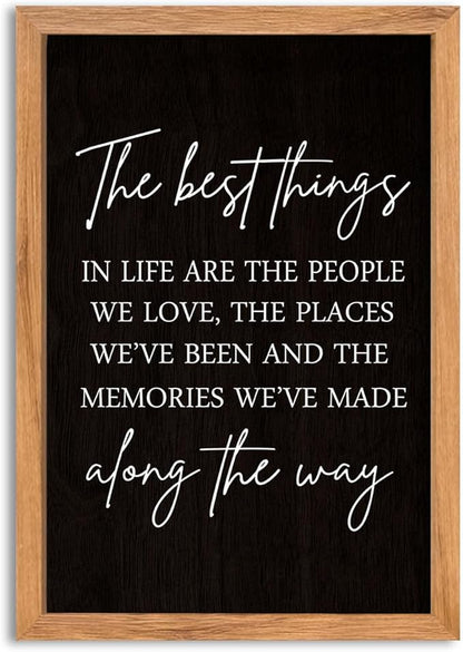 AuraPeak The Best Things In Life Family Sign for Home Wall Decor Modern Memory Family Positive Quotes Memories Farmhouse Bedroom Living Room Horizontal Adventure Hanging Art (Wood Black 16"×11")
