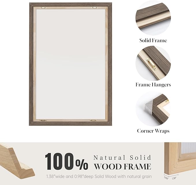 Large Framed Rustic Canvas Wall Art for Living Room, Brown Modern Abstract Landscape Prints Paintings Artwork for Walls, Horizontal Nature Pictures Wall Decor for Bedroom, Office, Farmhouse 30x60 In