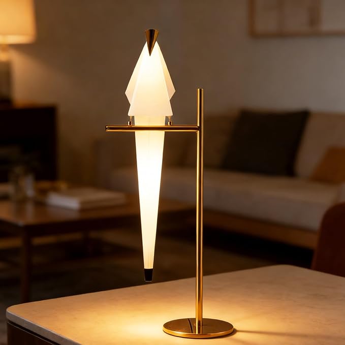 28.5 Inch Modern Bird Table Lamp, Gold Bird Swing Light Fixtures LED Standing Table Lamp for Living Room