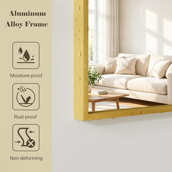 Oversized Full Length Mirror, 41"x81" Arched Floor Mirror Large Full Length with Stand, Room Decor Big Full Body Mirror with HD Tempered Glass Aluminum Frame for Bedroom Living Room, Gold