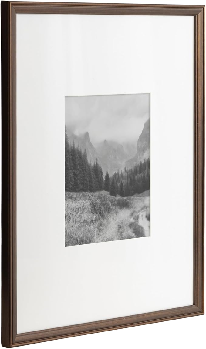 Kate and Laurel Adlynn Rectangle Picture Frame Set of 3; 16 x 20 matted to 8 x 10; Bronze; Vintage Three-Piece Frame Set for Gallery Wall Frame Set in Living Room Wall Decor