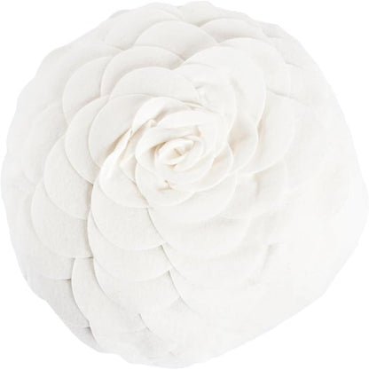 SARO LIFESTYLE Flower Design Poly Filled Throw Pillow, Ivory, 13"