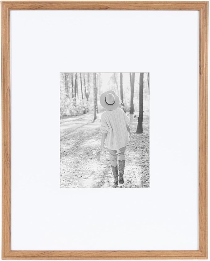 Kate and Laurel Adlynn Rectangle Picture Frame Set of 3; 16 x 20 matted to 8 x 10; Brown; Transitional Three-Piece Frame Set for Gallery Wall Frame Set in Living Room Wall Decor