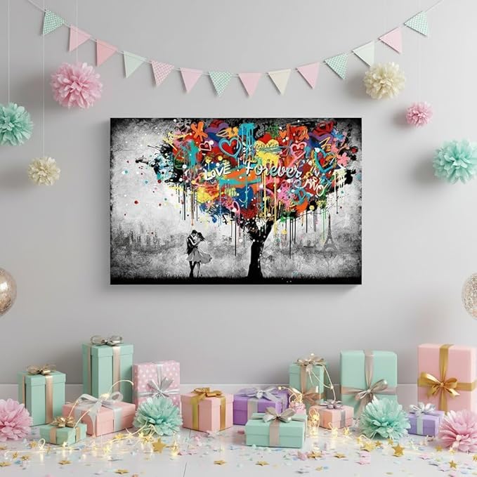 Artmyharbor Heart Tree Painting Graffiti Wall Art Bedroom Wall Decor 24 x 36 inches