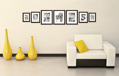 Craig Frames 23247778 Picture Frame 7-Piece Wall Set, Brown Frames, White Display Mats