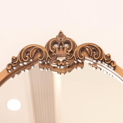 32''x24'' Antique Gold Arched Wall Mirror with Metal Flower Carving Frame, Small Vintage Retro Baroque Mirror Ornate, Vanity Mirror for Bathroom, Fireplace,Entryway, Living Room