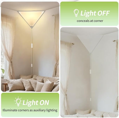 Corner Light with Switch, Ceiling Corner Lights for Living Room, Plug in Ceiling Light for Dark Area, Lamp for Bedroom, Kids Room, Triangle Shape, Linen, Eco-Friendly (1 Pack)