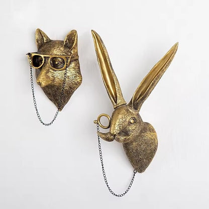 Animal Heads Wall Decor, Deer Head Wall Mount, Resin Animal Sculptures Head Wall Hanging Decoration for Family Living Room Bedroom Bathroom Kitchen Gift (Fox)