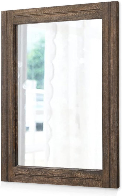 AAZZKANG Rustic Wood Mirror Rectangle Decorative Wall Hanging Mirrors with Frame for Bedroom Living Room Bathroom Home Entryway