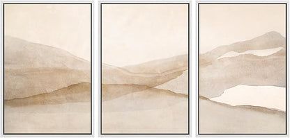 SIGNLEADER Framed Canvas Print Wall Art Set Minimal Neutral Mountain Landscape Illustrations Minimal Decorative Bohemian for Living Room, Bedroom, Office - 24"x36"x3 White