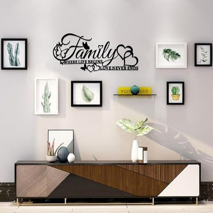 BFORXRO Family Signs for Home Decor Wall Black Metal Wall Art Family Wall Decor for Living Room Bedroom Kitchen