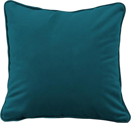 FDP 15" x 15" Velvet Square Pillow Set with Piping Decorative Throw Pillow for Home Dcor in Living Room, Bedroom or Lounge (2-Pack) - Peacock, 15157-345