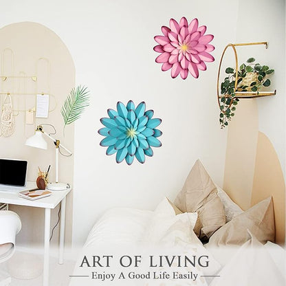 AHYS Wall Art Metal Wall Decor, 12Inch Blue - Indoor Outdoor Metal Flowers Wall Decor for Living Room Bedroom Bathroom Garden