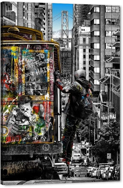 Yatsen Bridge Banksy Wall Art Paintings, Street Landscape of London City Canvas Paintings, Graffiti Pop Art Posters And Prints for Home Decor Ready to Hang - 24x36 inch