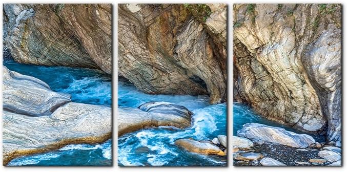 Pacimo 3 Piece Canvas Wall Art - Taroko National Park Beautiful Scenery Pictures Painting Prints on Canvas Modern Artwork Home Wall Decor Stretched and Framed Ready to Hang - 16"x24"x3