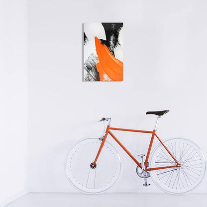YPY Orange Black Abstract Painting Canvas Wall Art: Grey Orange Picture for Living Room Decoration, Minimalist Painting Textured Print Poster for Bedroom Home Office Decor 10"x15"