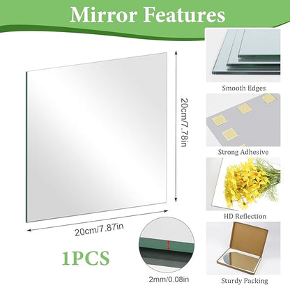 Glass Square Mirror Sheet for Wall Decor, 8 x 8 x 1Pcs Small Decorative Mirror Tray Candle Plates for Table Centerpieces, Wedding, DIY Project, Bathroom, Bedrooms, Home Decor