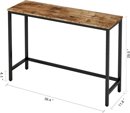 Timberer 39.4” Console Table, Hallway Entrance Table Sofa Table Behind Couch, for Living Room, Entryway, Easy Assembly, Accent Table, Rustic Brown
