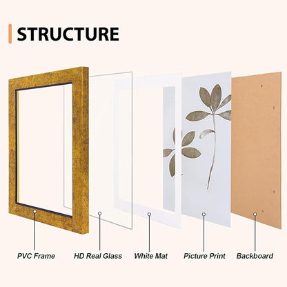 Fixwal 5x7 Picture Frame Set of 5, Vintage Photo Frame, Rustic Retro Picture Frame with Tempered Glass, Decorative Art on Walls and Tabletop Placement